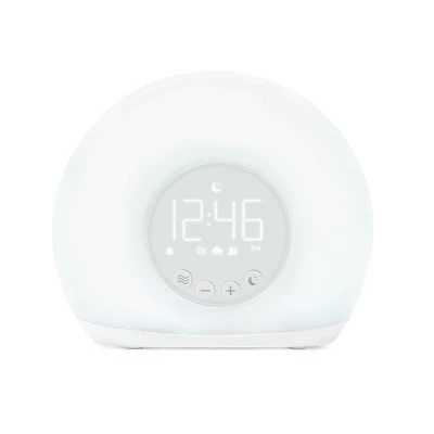 Moon Glow Alarm With Sunrise Wakeup Light Table Clock White - Capello