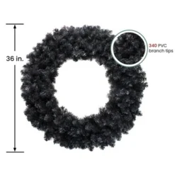 Northlight 36" Black Colorado Spruce Artificial Halloween Wreath - Unlit