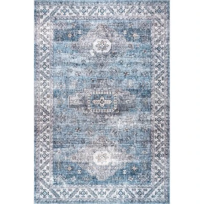 NuLOOM Eva Machine Washable Vintage Faded Medallion Area Rug - Image 13