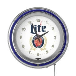 Miller Lite Chrome Double Rung Neon Clock - Retro Design