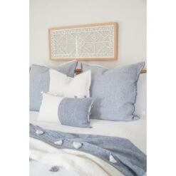 Chambray Blue Tassels Pillow Cover - Anaya