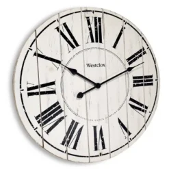 18" Plank Wood Wall Clock White - Westclox