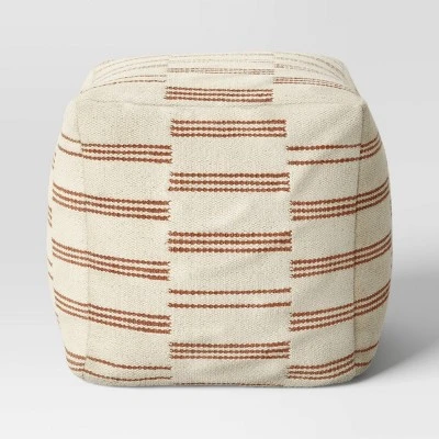 Palmette Wool Kilim Style Pouf With Removable Fill Cream With Rust Stripe - Threshold™ - Image 2