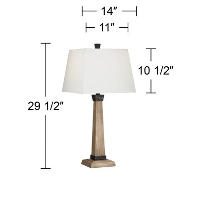 John Timberland Buchan Rustic Farmhouse Table Lamps 29 1/2" Tall Set Of 2 Faux Wood Oatmeal Square Shade For Bedroom Living Room Bedside Nightstand - Image 6