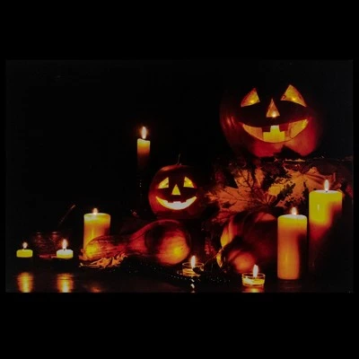 Northlight LED Lighted Jack-O-Lanterns And Leaves Halloween Canvas Wall Art 15.75" X 23.5" - Image 3
