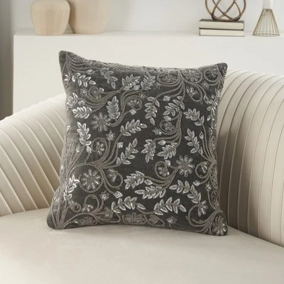 Mina Victory Luminescence Beaded Flowers Indoor Throw Pillow - Image 4