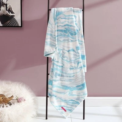 50"x70" Marble Plush Fleece Reversible Throw Blanket Blue - Betseyville - Image 2