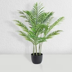 Forever Leaf 30" Artificial Palm Tree In Black Pot, Indoor Artificial Plant For Home Decor