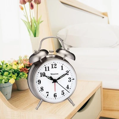 4.5" Nickel Classic Twin Bell Alarm Clock - Westclox - Image 3