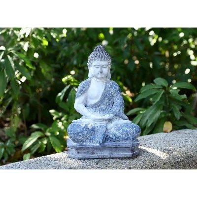Techko Maid Meditating Resin Buddha Solar Outdoor Garden Statue Decor With Spotlight - Image 4