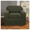 2pc Pixel Chair Stretch Slipcover Deep Olive - Zenna Home
