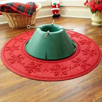 3' Aqua Shield Snowflake Tree Skirt Round Mat Red - Bungalow Flooring - Image 2