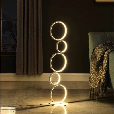 38.5" Else Nordic 5-Ring Shaped Metal Table Lamp (Includes LED Light Bulb) White - Ore International - Image 6