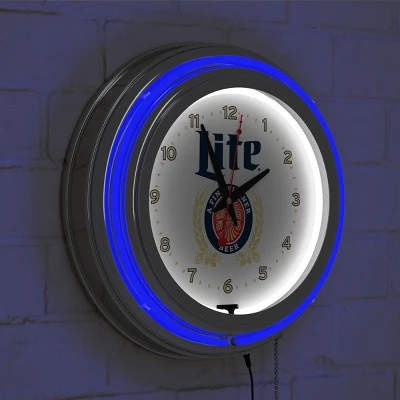 Miller Lite Chrome Double Rung Neon Clock - Retro Design - Image 3