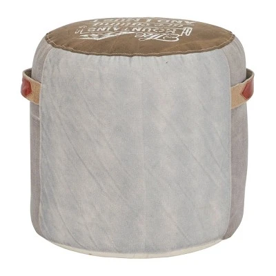Canvas Pouf With Star Motif Brown - Olivia & May - Image 4