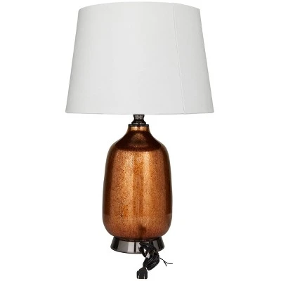 Glass Gourd Style Base Table Lamp With Tapered Shade Copper - Olivia & May - Image 4
