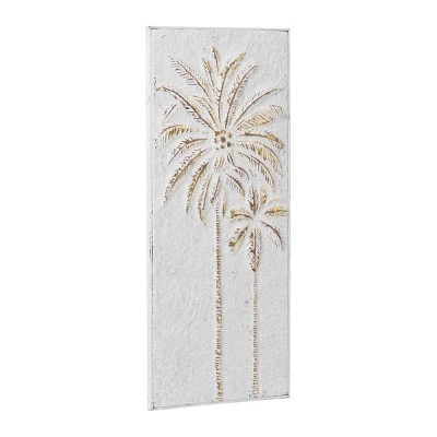 Metal Tree Relief Palm Wall Decor With Gold Detailing Gold - Olivia & May - Image 3