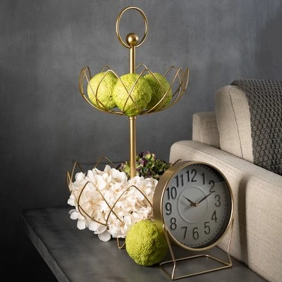 Sullivans Burnished Brass Desk Clock 10"H Gold - Image 2