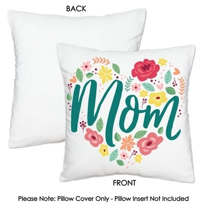 Big Dot Of Happiness Colorful Floral Happy Mother's Day - We Love Mom Party Home Decorative Canvas Cushion Case - Throw Pillow Cover - 16 X 16 Inches - Image 5