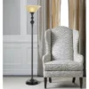 71" 3-way Metal Floor Torchiere Lamp With Glass Shade Dark Bronze - Cal Lighting