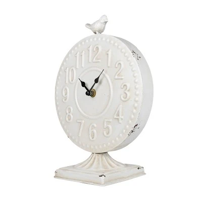 Bird Tabletop Clock White Metal - Foreside Home & Garden - Image 3