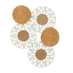 Seagrass Plate Cut-out Wall Decor With Metal Relief Brown - Olivia & May