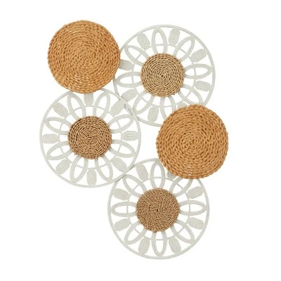 Seagrass Plate Cut-out Wall Decor With Metal Relief Brown - Olivia & May