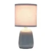 10.04" Traditional Ceramic Thimble Base Bedside Table Desk Lamp With Matching Fabric Shade Gray - Simple Designs