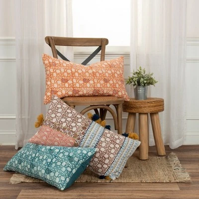 14"x26" Oversized Dandelions Lumbar Throw Pillow Cover Teal Blue - Rizzy Home - Image 6