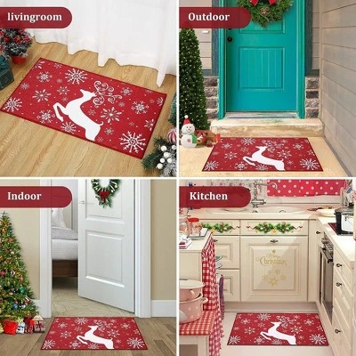 Trinity Christmas Deer Decorative Doormat Xmas Holiday Welcome Door Mat, 17" X 29" - Image 3