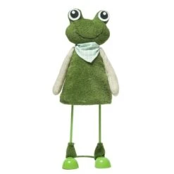 Northlight 12" Spring Frog With Scarf Standing Easter Decoration - Green/Tan