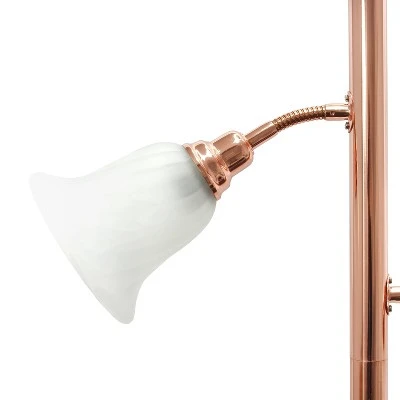 3 Light Floor Lamp With Scalloped Glass Shade Rose Gold - Elegant Designs - Image 2