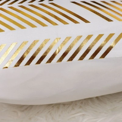 PiccoCasa Gold Geometric Pattern Modern Square Throw Pillow Cover Gold White 18"x18" - Image 4