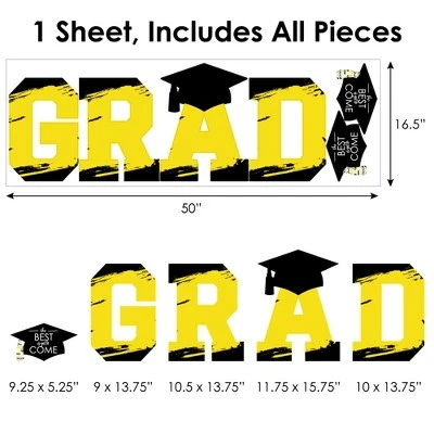 Big Dot Of Happiness Yellow Graduation Party Decor - Vinyl Wall Decals - Grad - Image 5