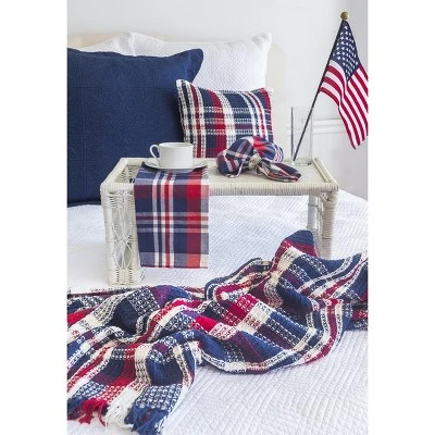 C&F Home 50" X 60" Harbor Plaid Red White And Blue Patriotic July 4th Woven Throw Blanket - Image 2