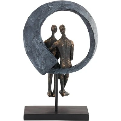 Studio 55D Abstract Couple 12" High Antique Brass Sculpture - Image 5