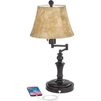 Regency Hill Corey Bronze Swing Arm USB Desk Lamps Set Of 2 With Socket - Image 2