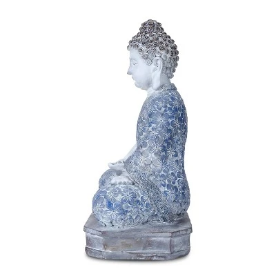 Techko Maid Meditating Resin Buddha Solar Outdoor Garden Statue Decor With Spotlight - Image 2