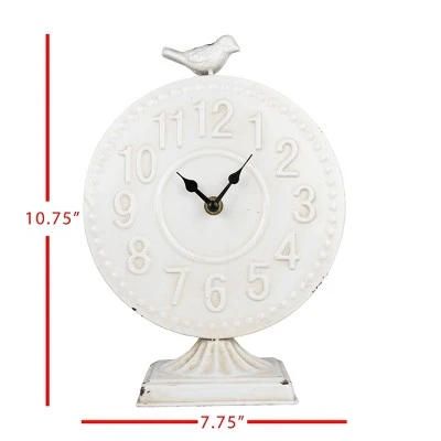 Bird Tabletop Clock White Metal - Foreside Home & Garden - Image 5