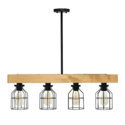 4-Light Wood Beam Pendant Brown - Lalia Home