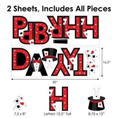 Big Dot Of Happiness Ta-Da, Magic Show - Peel And Stick Magical Birthday Party Large Banner Wall Decals - Happy Birthday - Image 5