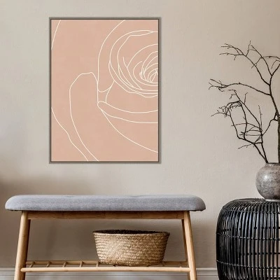 22" X 30" Blush Flowers III By Sarah Leonard Framed Canvas Wall Art Gray Wash - Amanti Art - Image 6