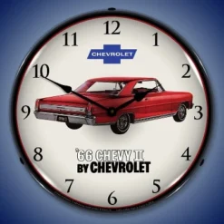 Collectable Sign & Clock | 1966 Chevy II Nova Super Sport LED Wall Clock Retro/Vintage, Lighted