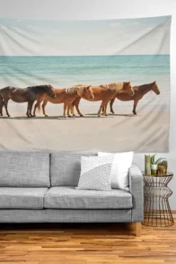 Kevin Russ Summer Beach Horses Tapestry - Society6