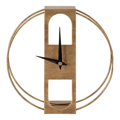 8" X 8" Urgo Numberless Metal Tabletop Clock Gold - Kate & Laurel All Things Decor - Image 2