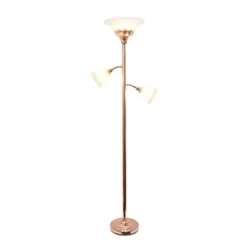 3 Light Floor Lamp With Scalloped Glass Shade Rose Gold - Elegant Designs