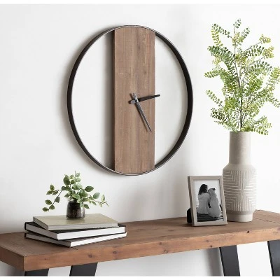 24" X 24" Ladd Round Numberless Wall Clock Natural/Black - Kate & Laurel All Things Decor - Image 5