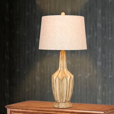 Fluted Genie Bottle Resin Table Lamp Buff Beige - Fangio Lighting