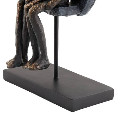 Studio 55D Abstract Couple 12" High Antique Brass Sculpture - Image 2