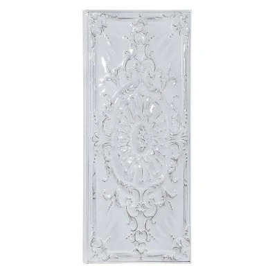 Metal Scroll Wall Decor With Embossed Details White - Olivia & May - Image 2